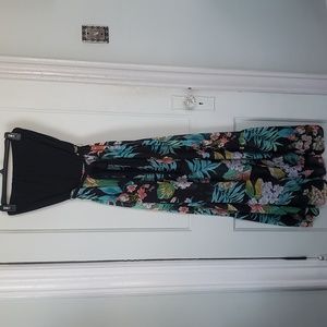 NY & Co Strapless Tropical Floral Maxi Dress- M